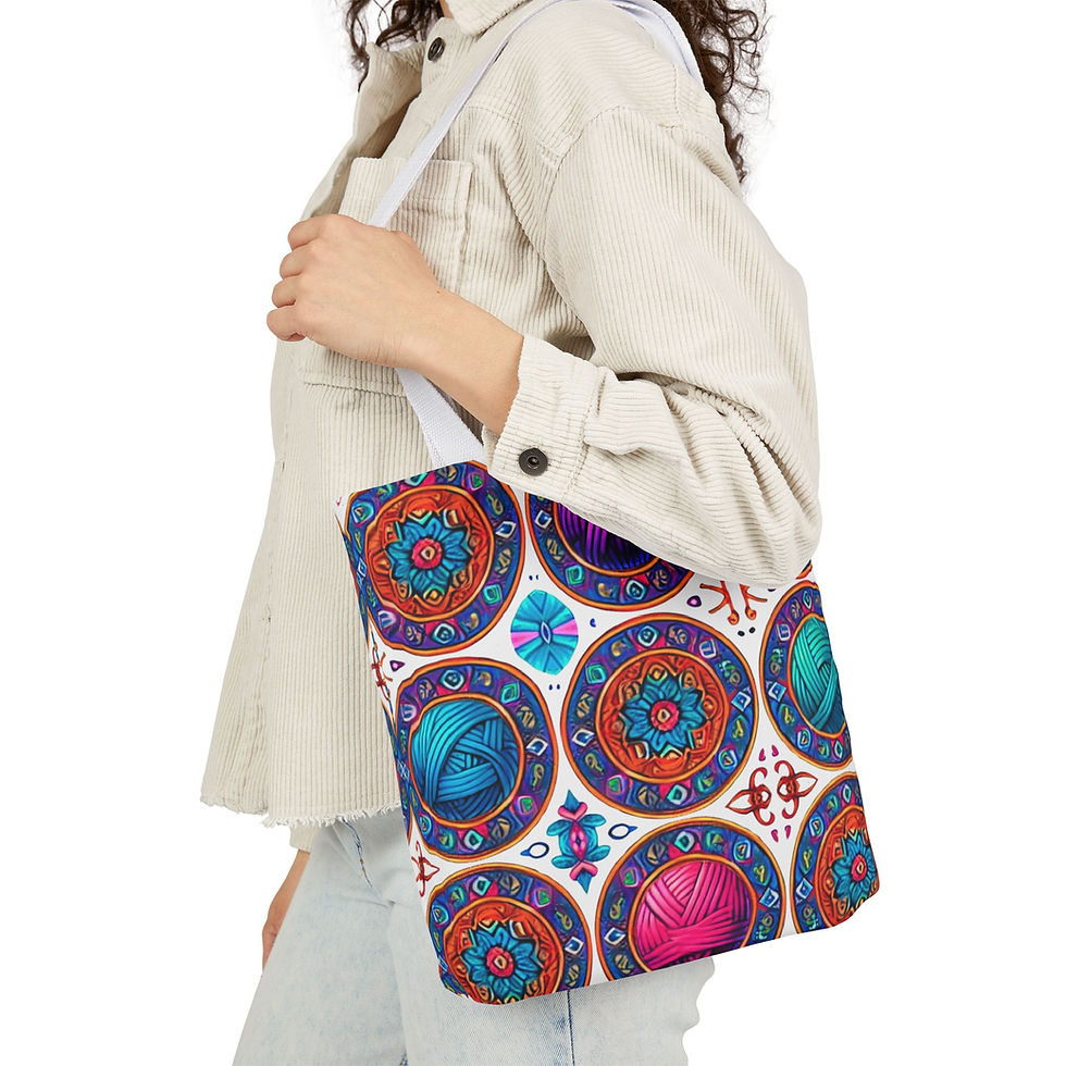 Thumbnail: Colorful Yarn Mandala Tote Bag | Knitting & Crochet Lover Gift 