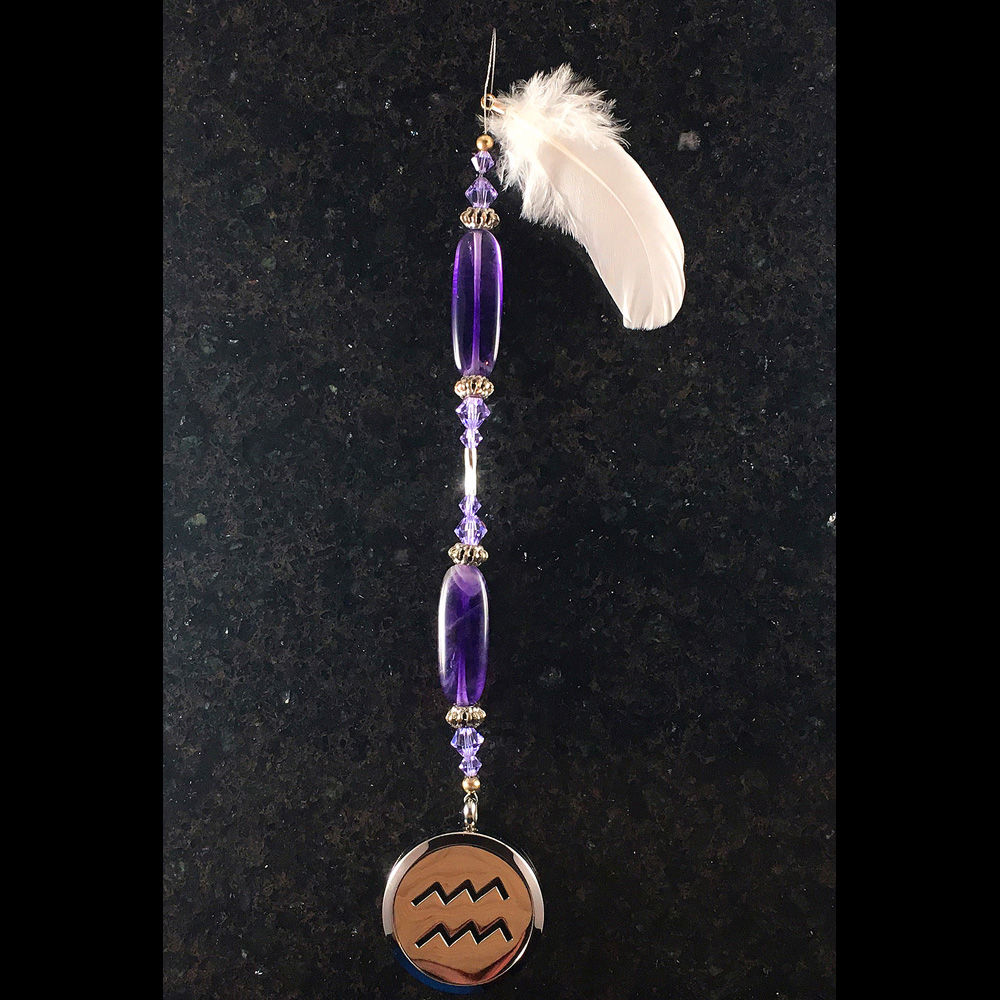 AQUARIUS Amethyst Gemstone Zodiac Heart String Aromatherapy Diffuser