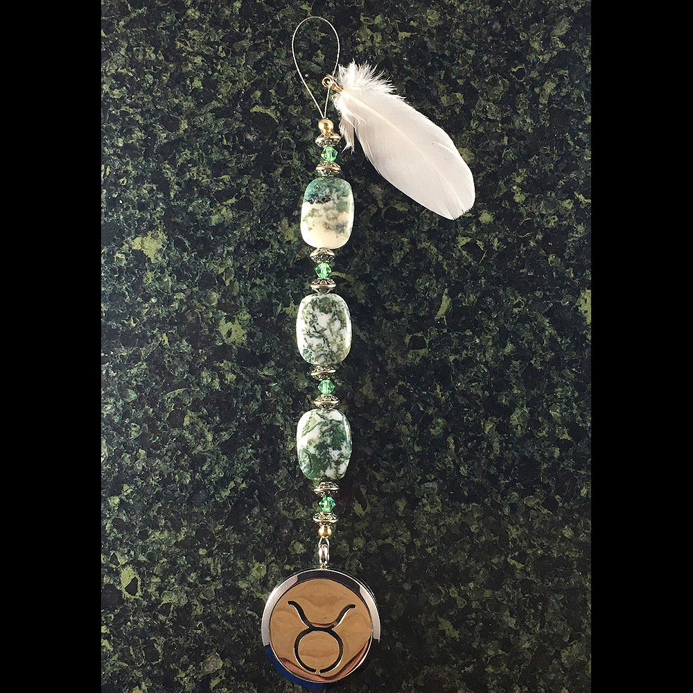 TAURUS Tree Agate Gemstone Zodiac Heart String Aromatherapy Diffuser