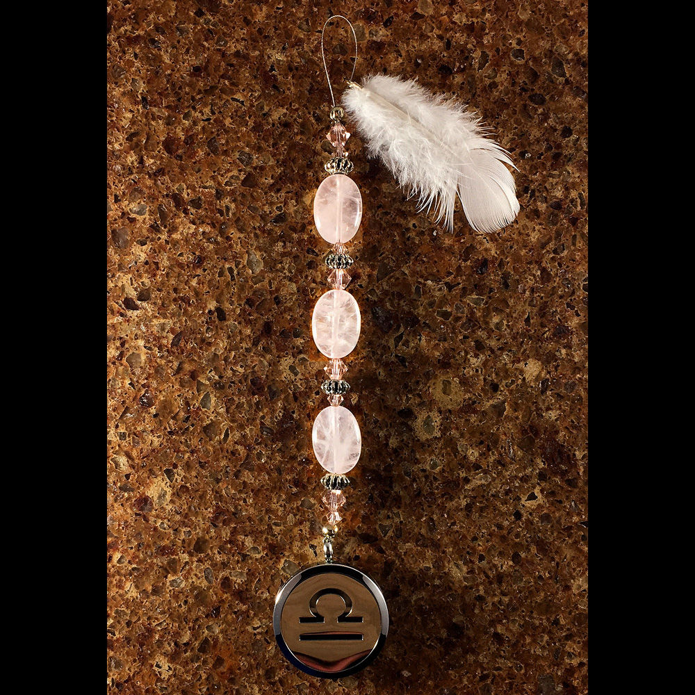 LIBRA Rose Quartz Gemstone Zodiac Heart String Aromatherapy Diffuser