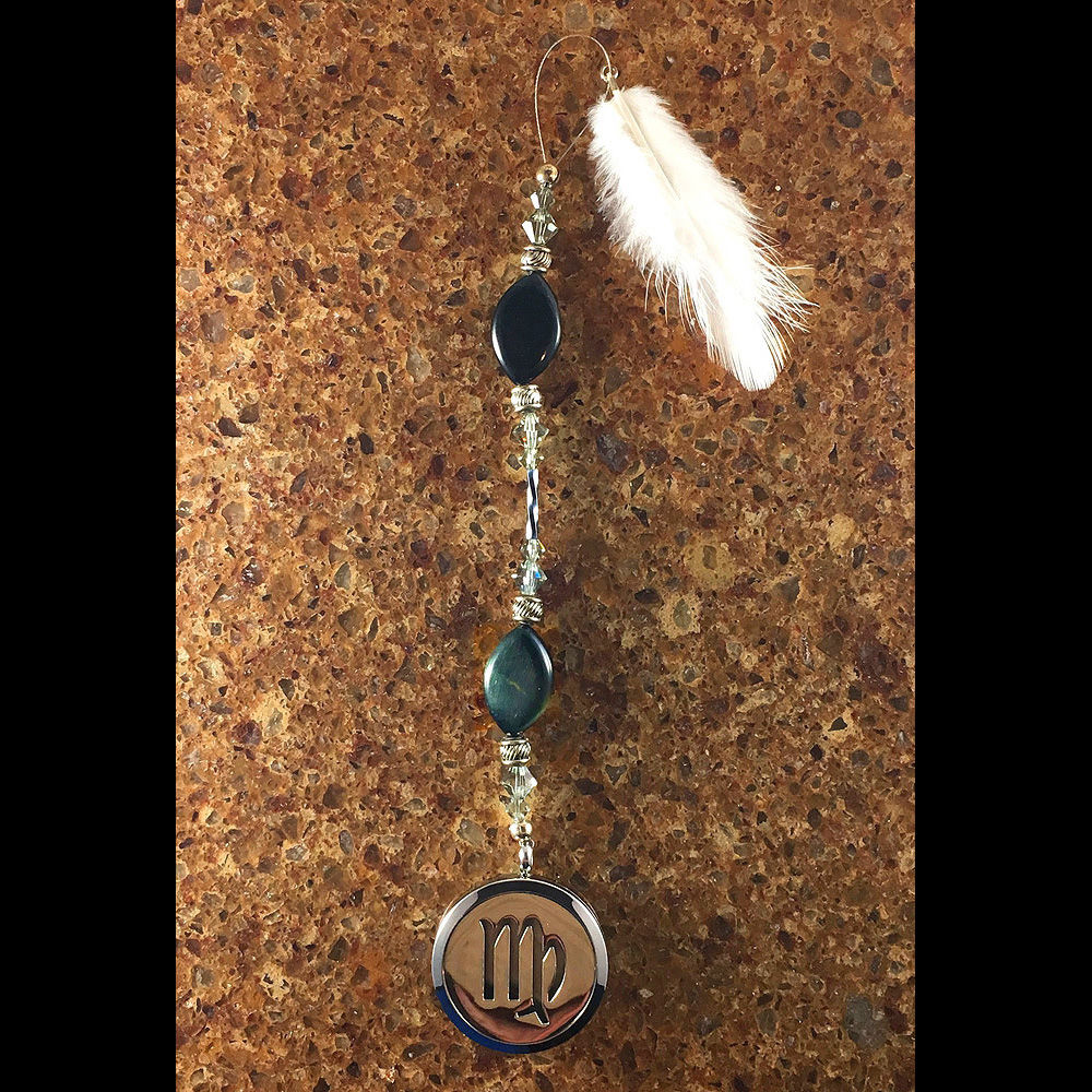 VIRGO Blue Tiger Eye Gemstone Zodiac Heart String Aromatherapy Diffuser