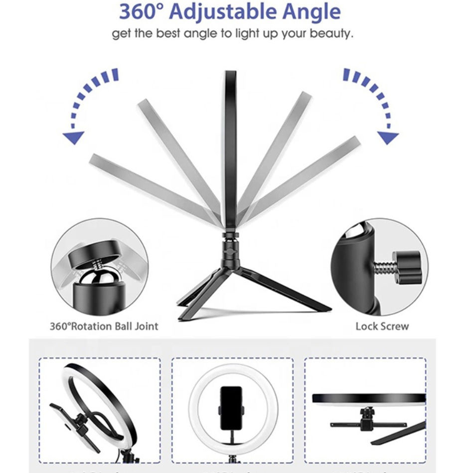Miniatura: Ring Light Anel de Luz LED com tripé e suporte para telemóvel YOSAN