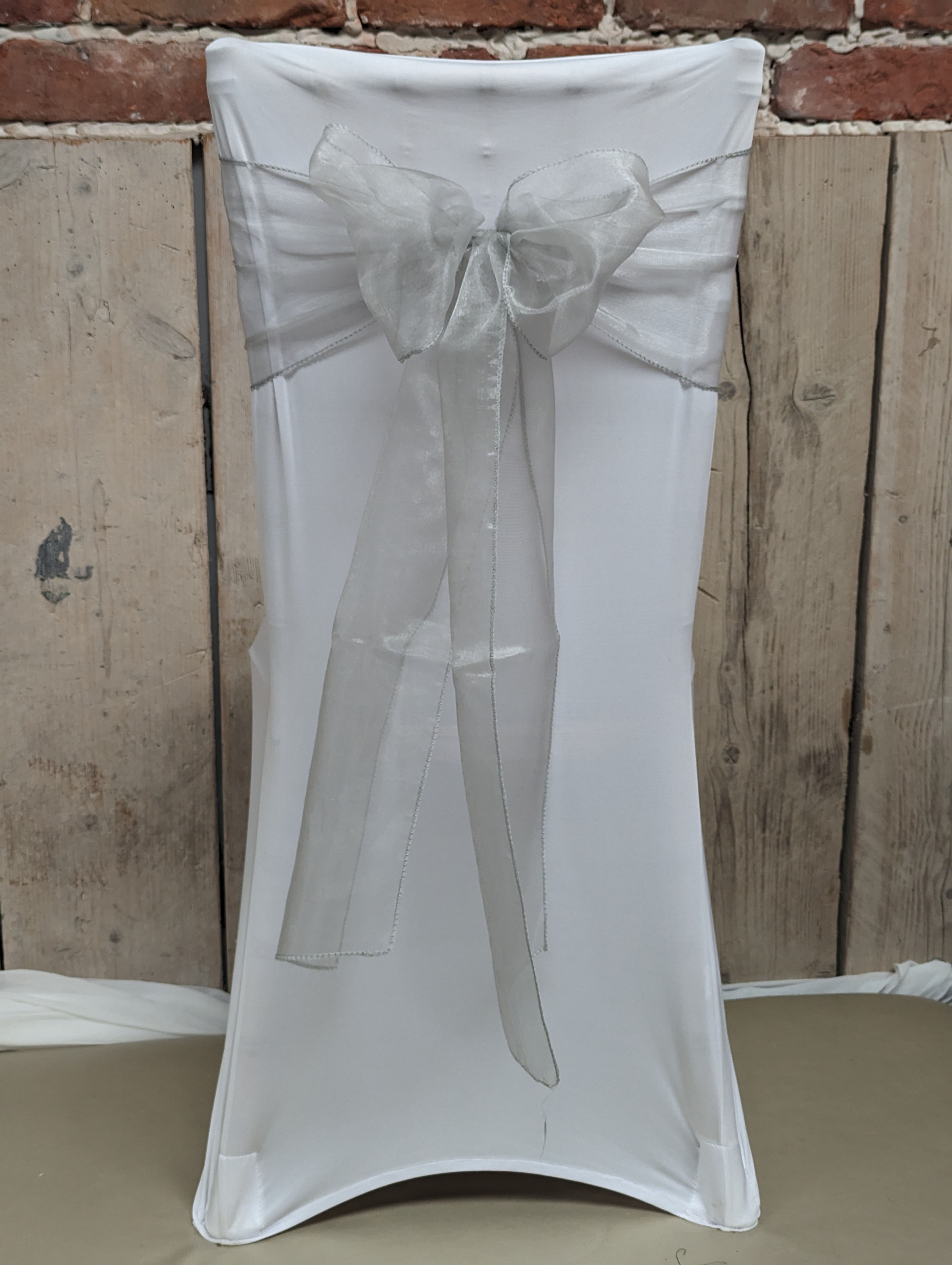 Chair Sash Bow Grey02 Silver