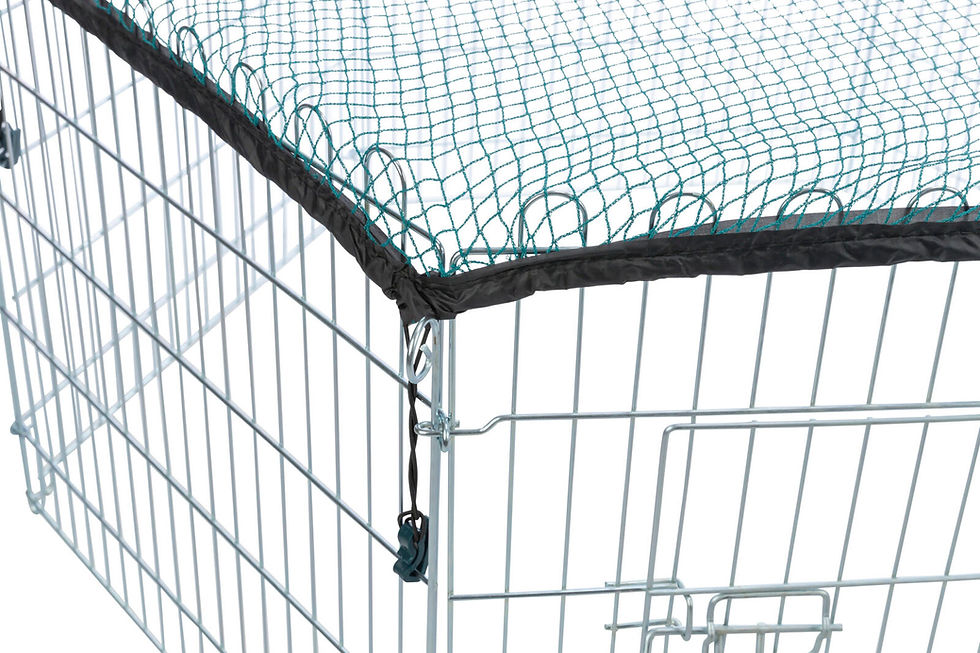 Thumbnail: Ograda za male pse - štence 6 panela - sa mrežicom - srebrna