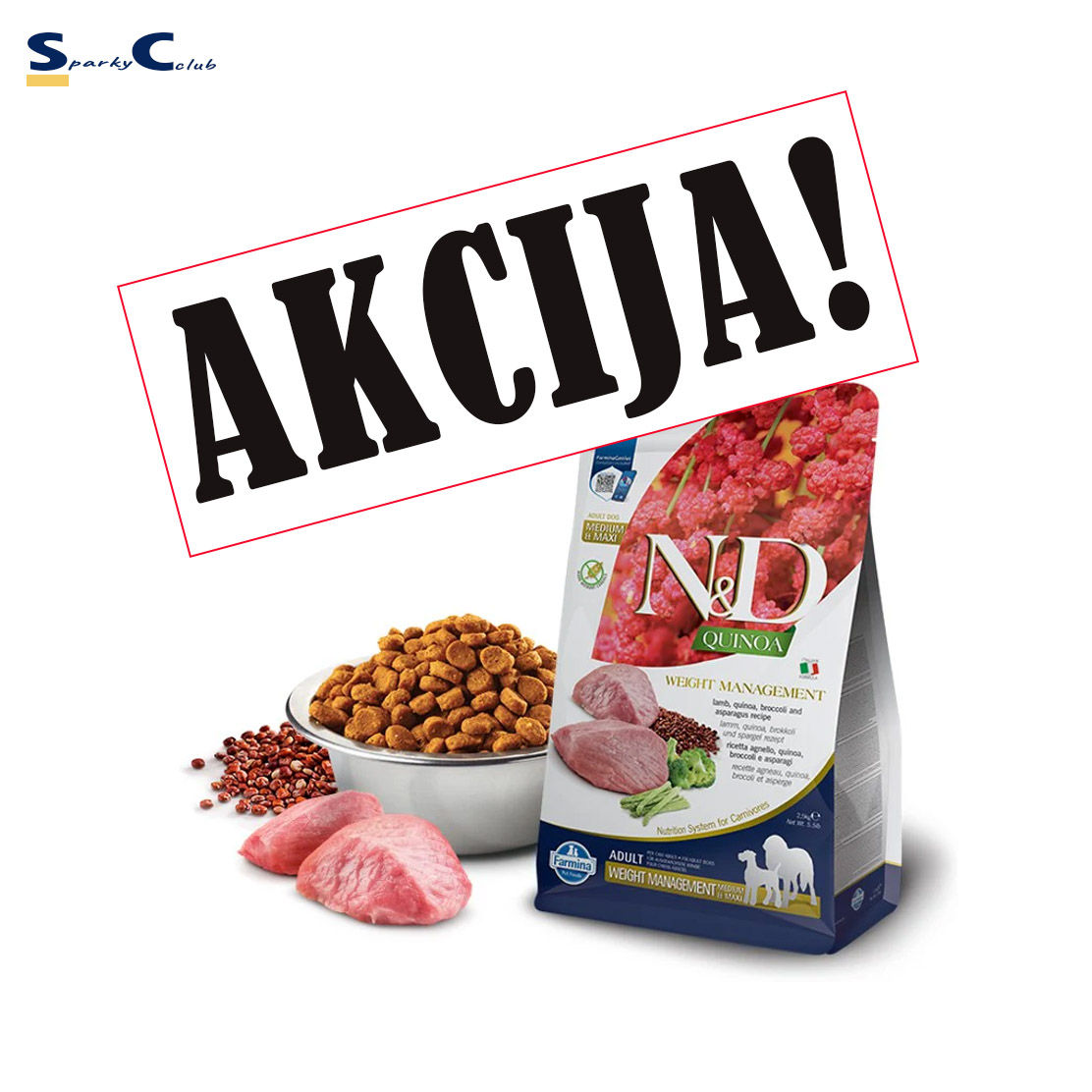 ND QUINOA Weight management - hrana za sterilisane pse - jagnjetina brokoli