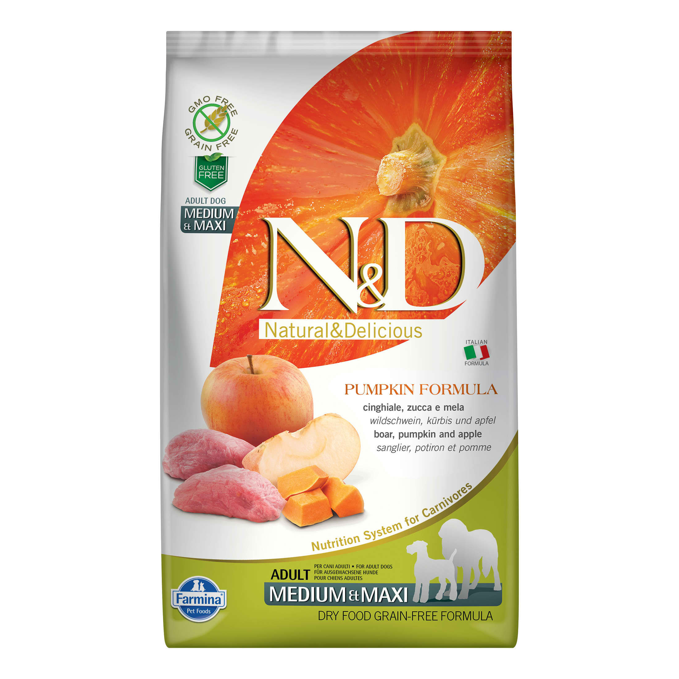 ND PUMPKIN BOAR -Hrana za srednje/velike pse divlja svinja jabuka bundeva