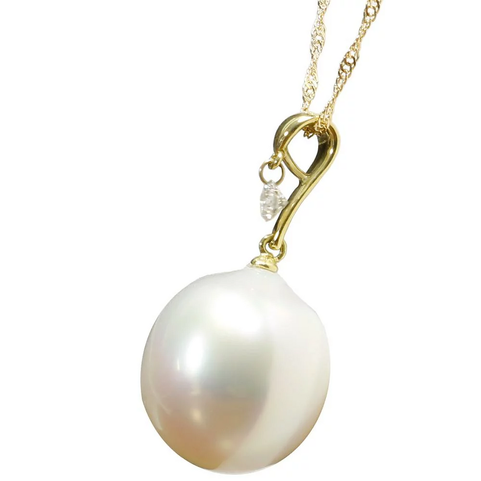 k18 ダイヤ白蝶真珠14mmペンダント