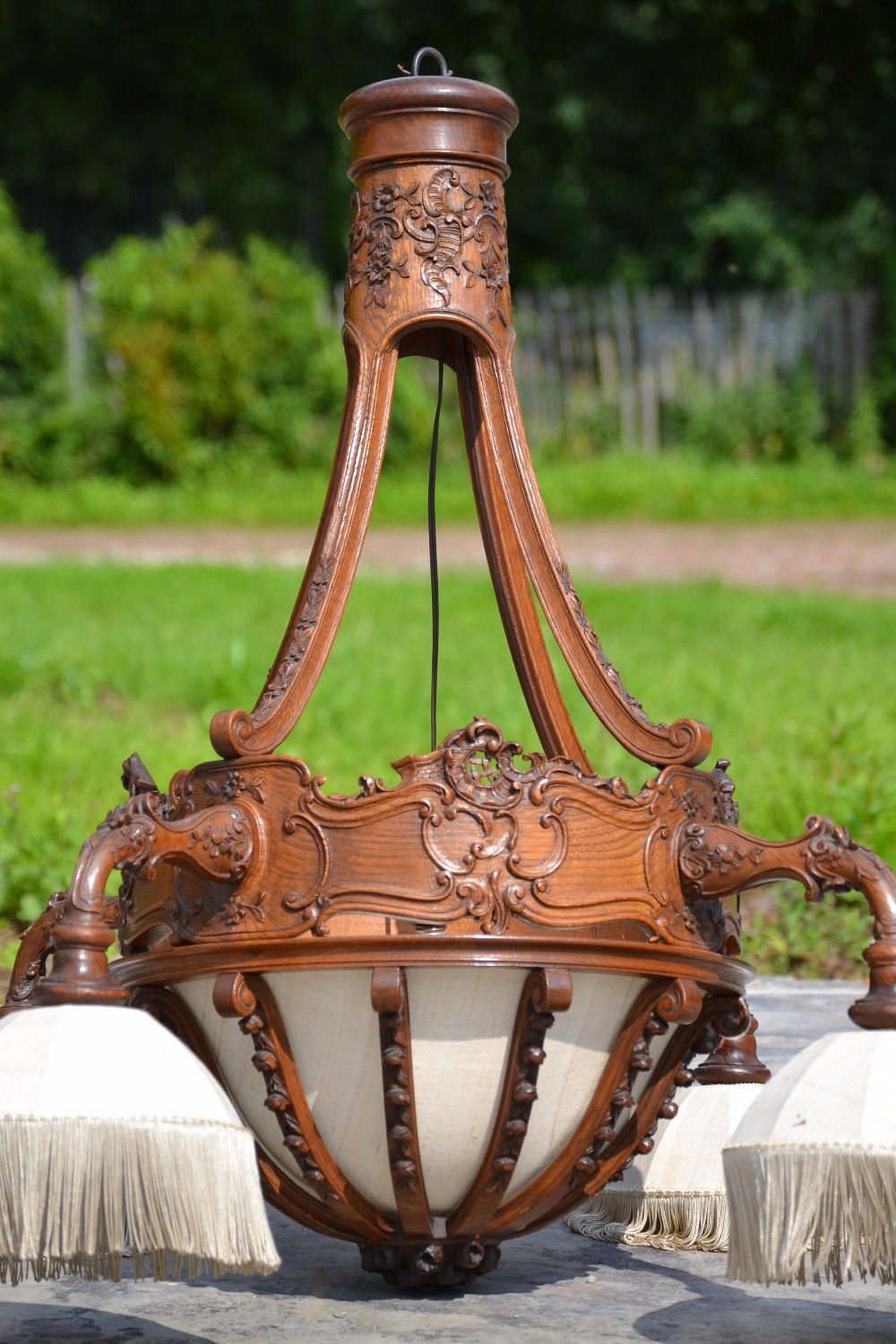 Rare French Louis XV Chandelier in oak circa 1900