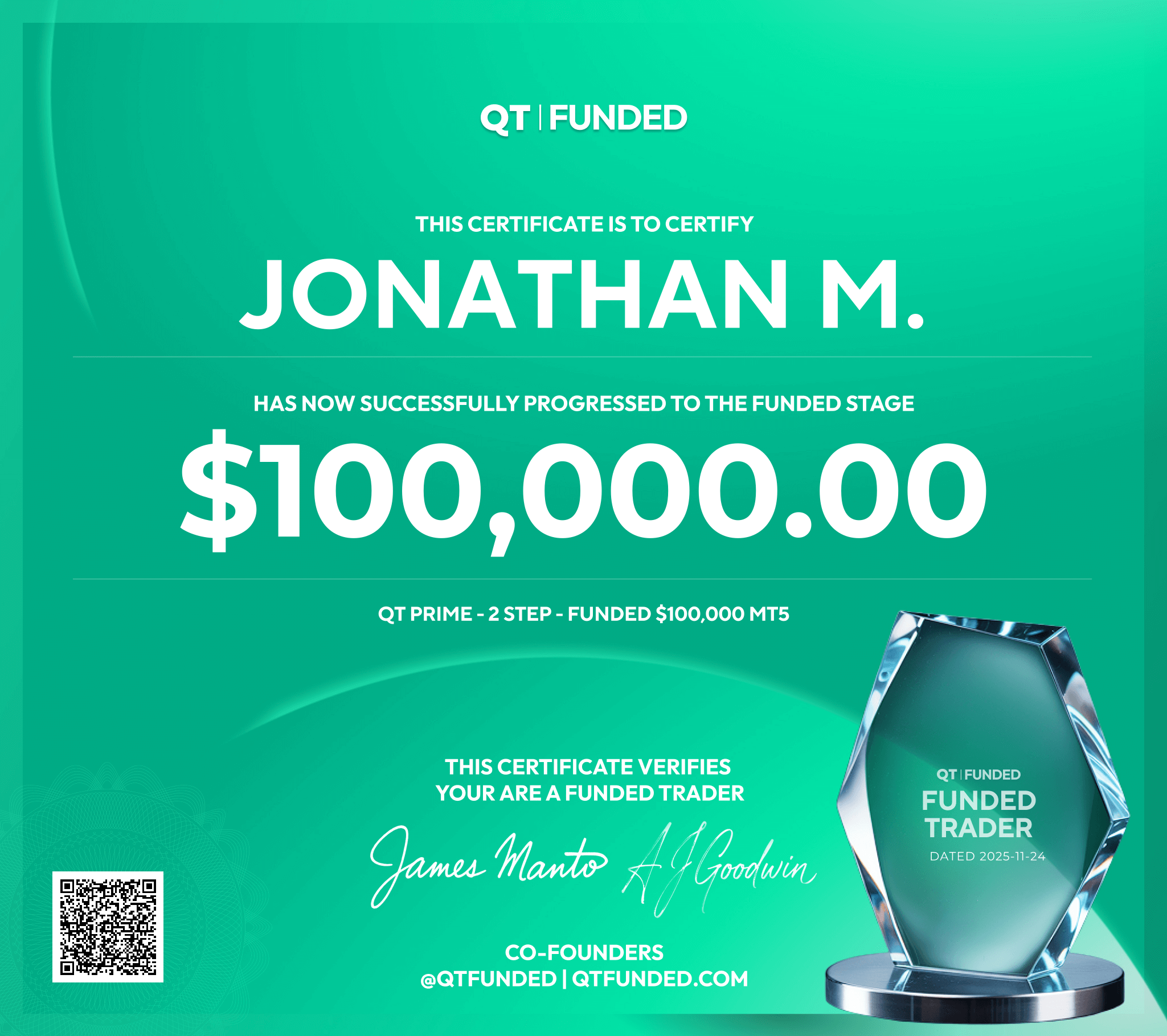QT Funded $100K