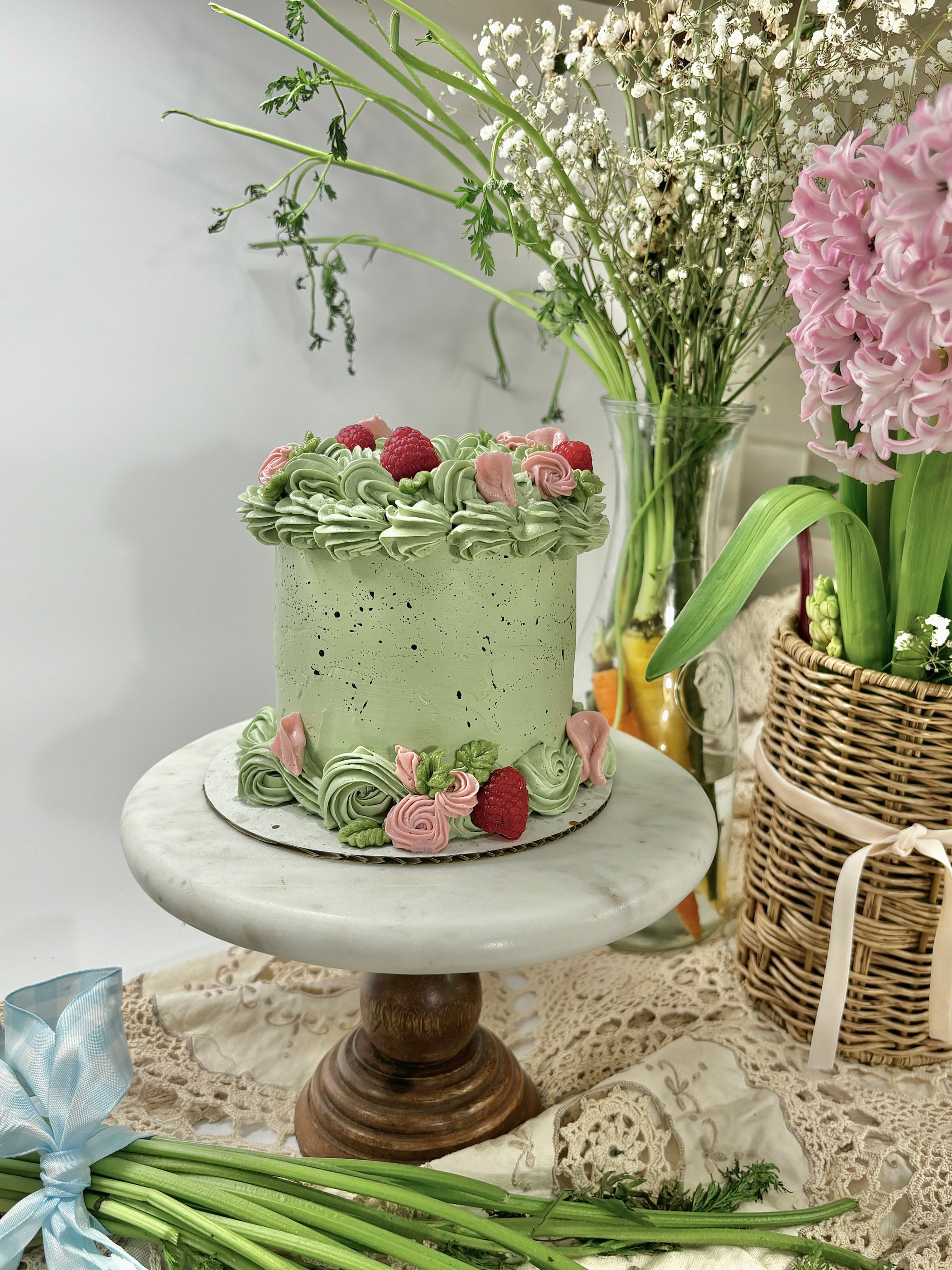 EASTER COLLECTION: 4" Raspberry & Rose Petal Cake