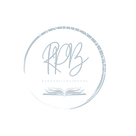 RanPublishesBooks Logo, a pale blue, incomplete circle with letters RPB above an open book in the centre.