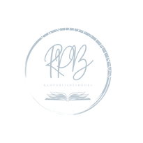 RanPublishesBooks Logo, a pale blue, incomplete circle with letters RPB above an open book in the centre.
