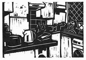 Kitchen sink - Linocut