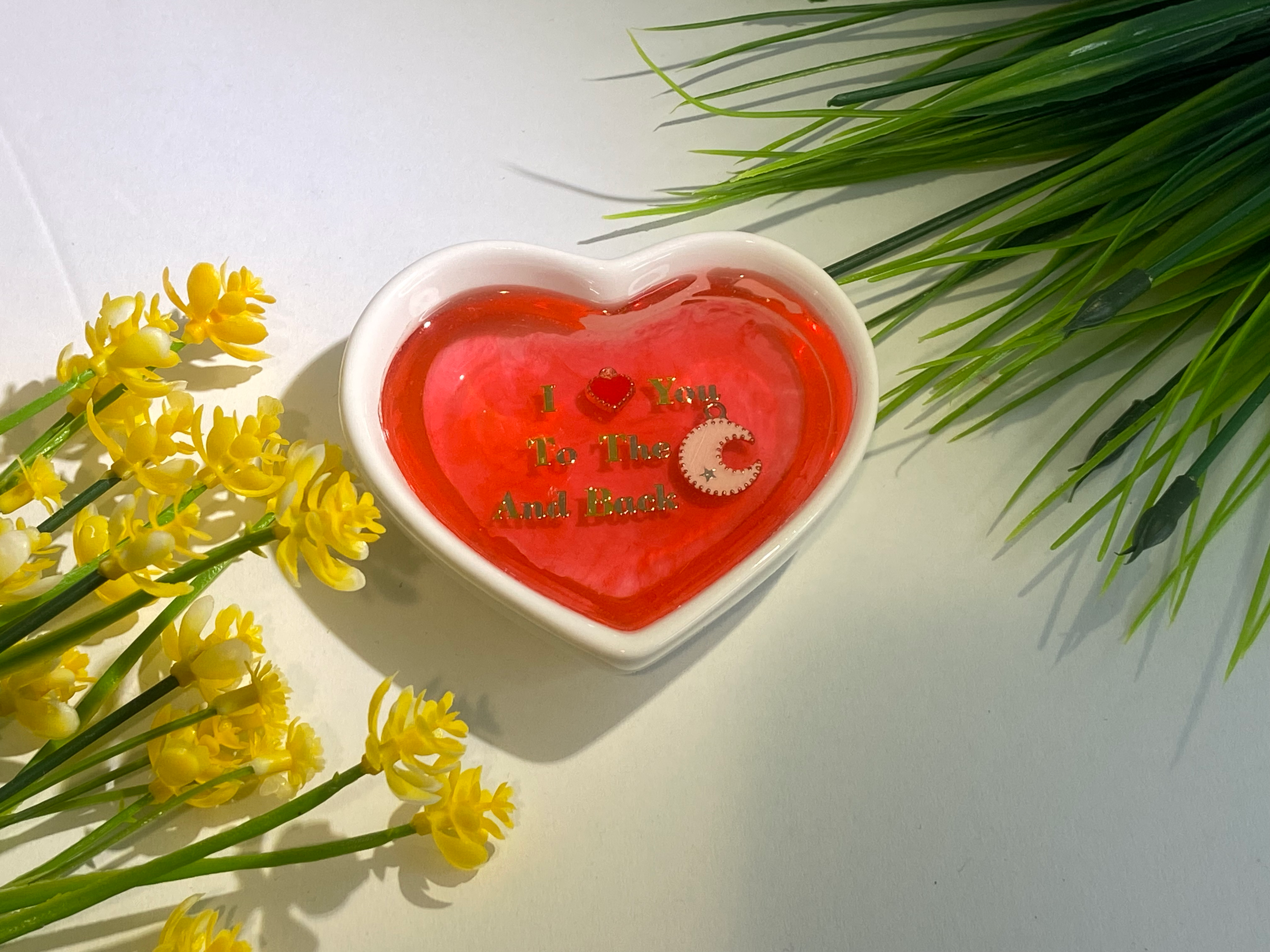Ring dish white small heart with message
