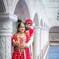 Outdoor Panjabi  post wedding photoshoot at Jurong Lake Gardens, couple portrait give a Bollywood vibes .