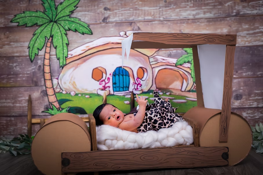 Crafting Flintstone Theme Newborn Photoshoot in Singapore