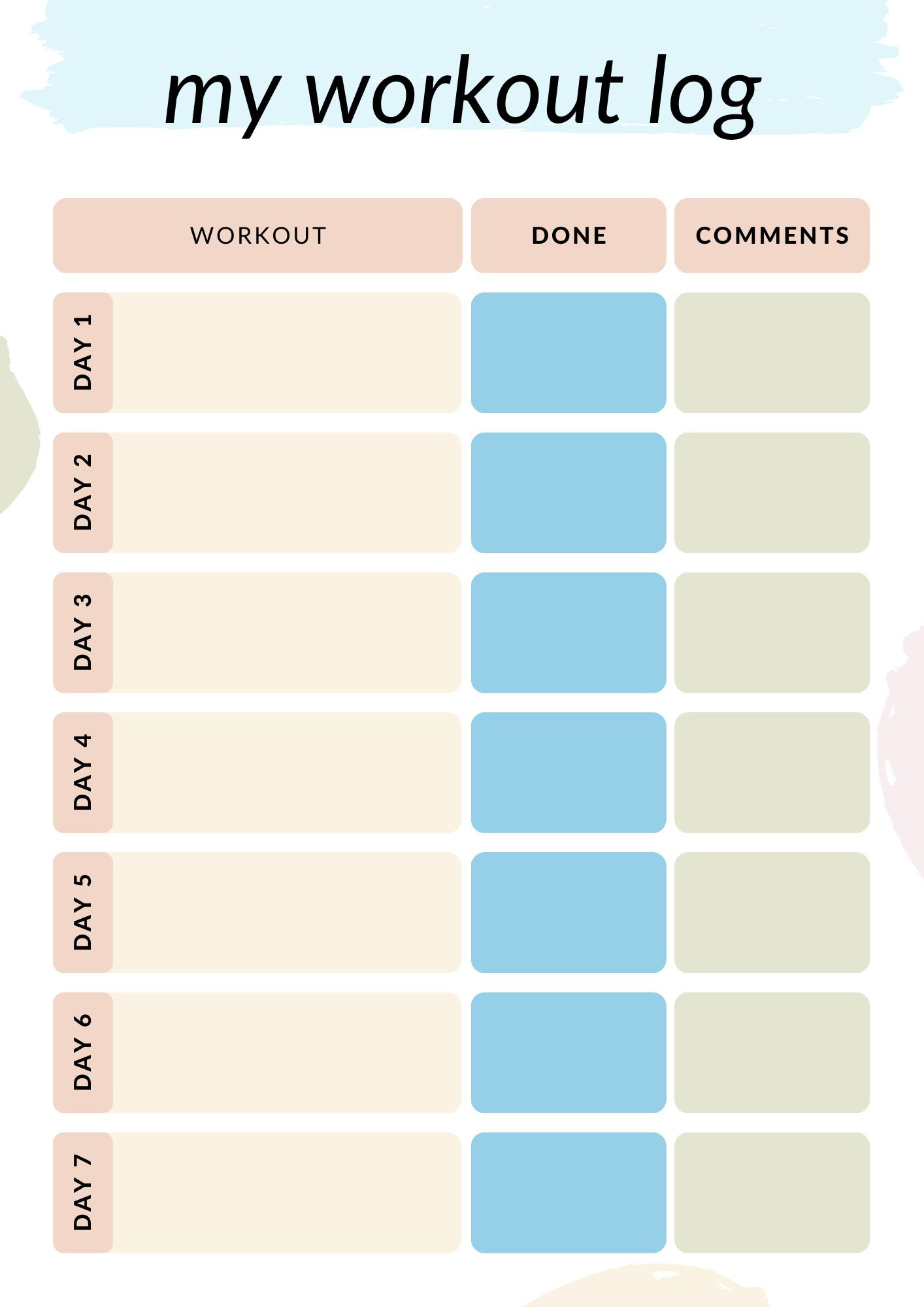 FREE printable workout tracker