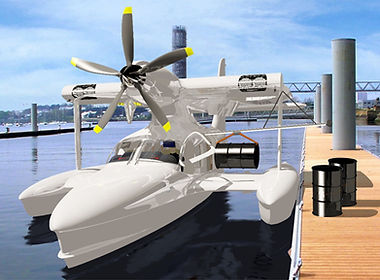 Ocean 12 wings folded at dock CGI