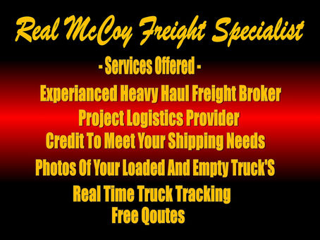 Real McCoy Freight Specialist Services Offered