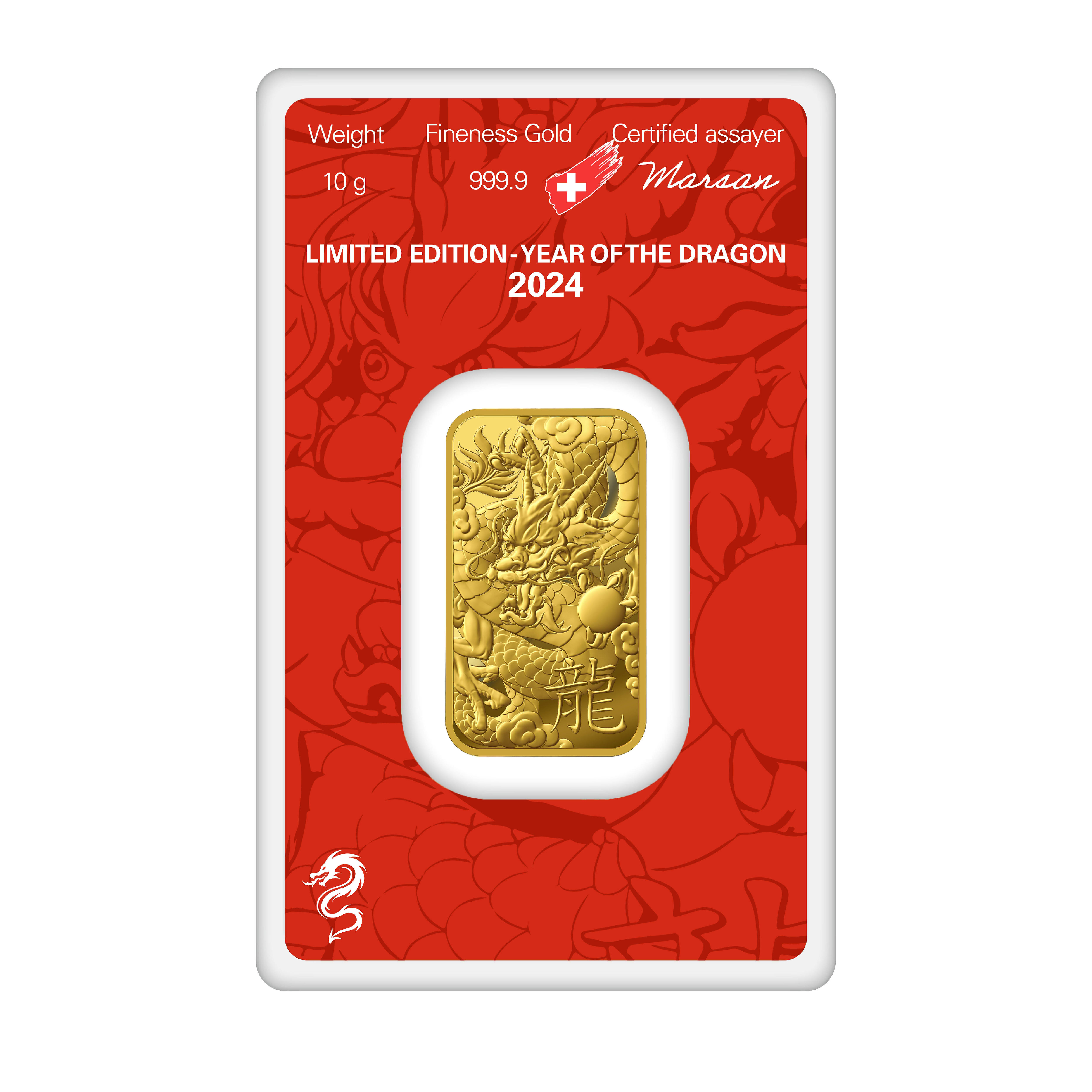 10g Au Minted 2024 Year of the Dragon 999.9