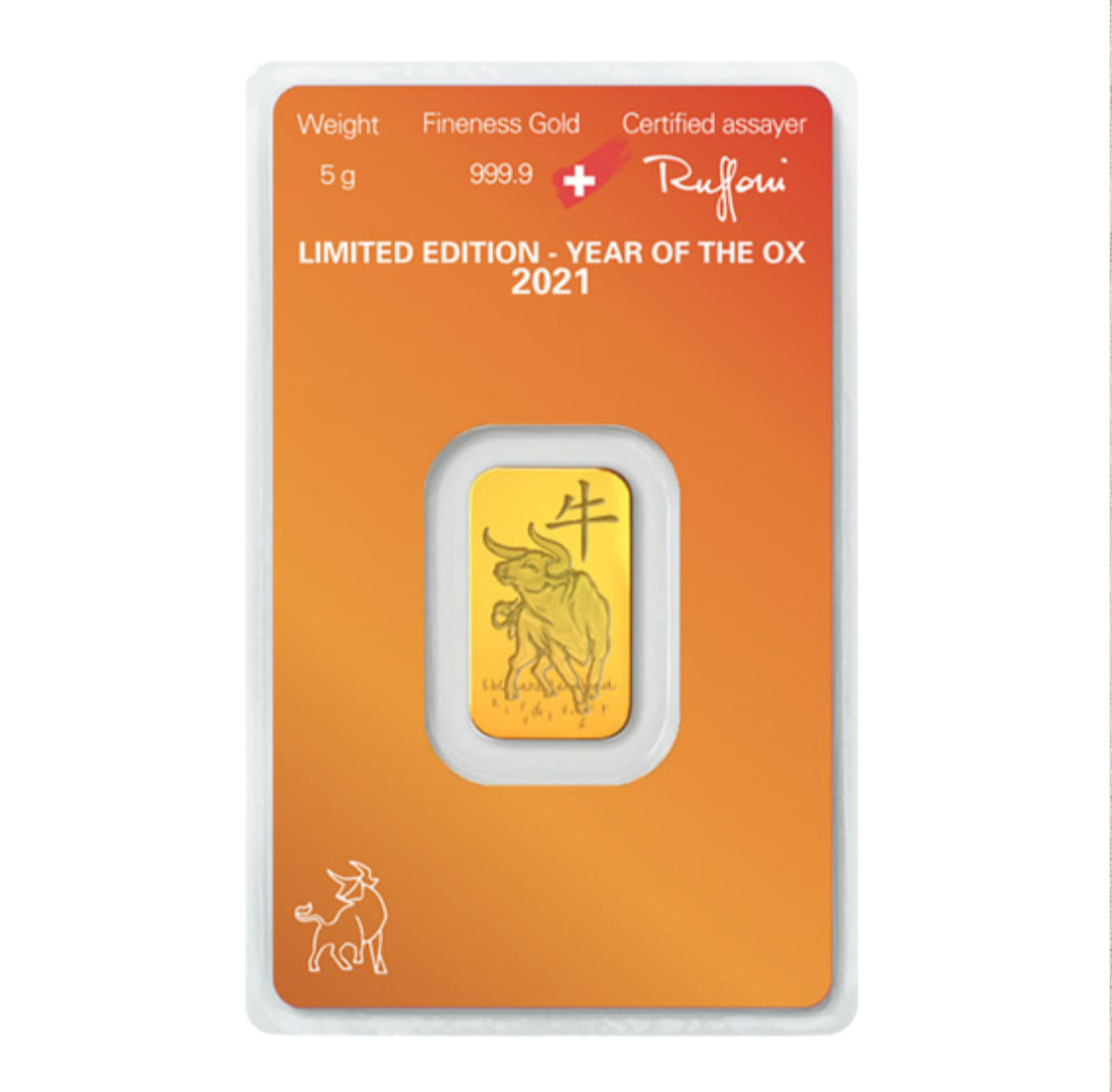 5g Au Minted 2021 Year of the Ox 999.9