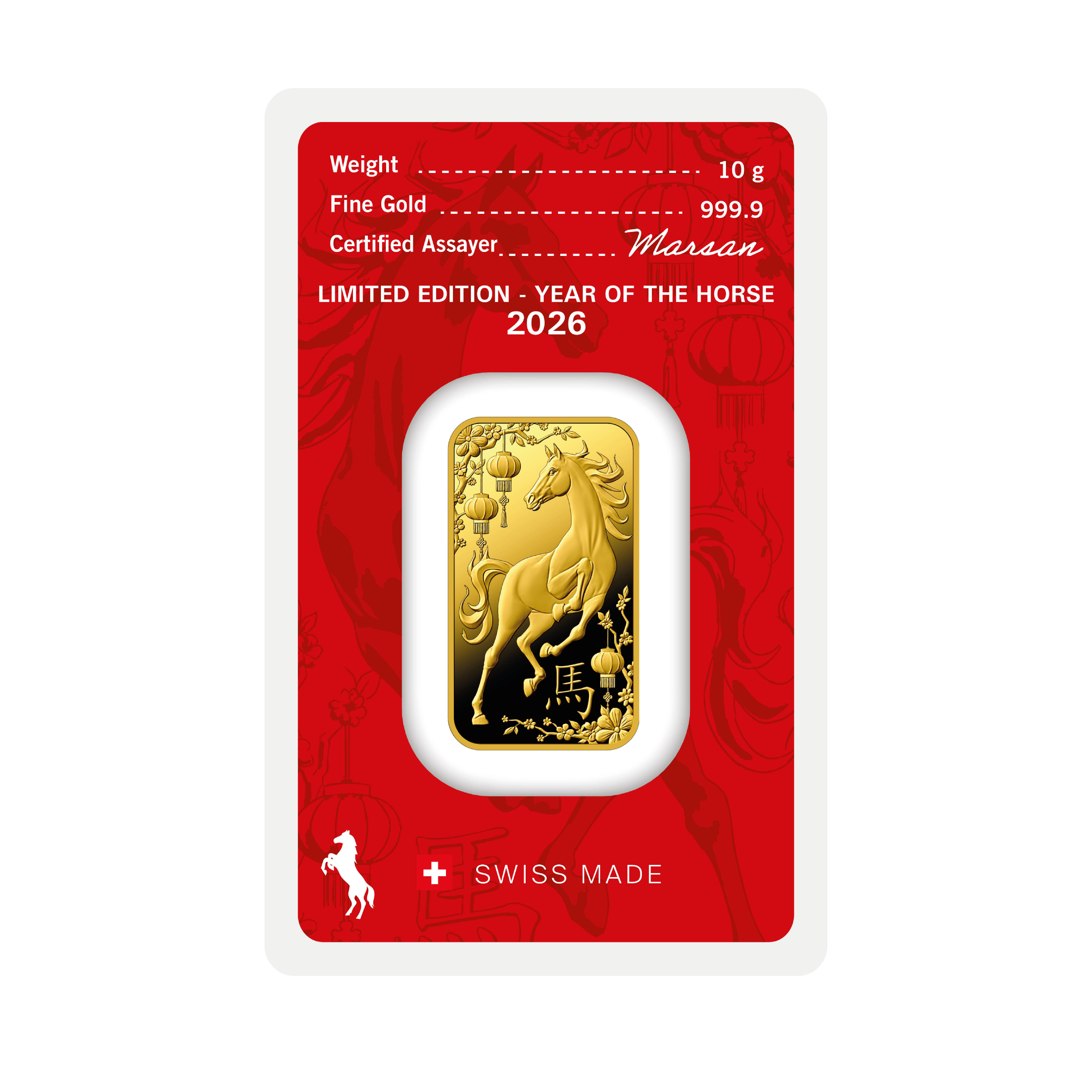 10g Au Minted 2026 Year of the Horse 999.9