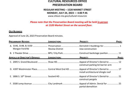 APPENDIX B: PRESERVATION BOARD HEARING AGENDA