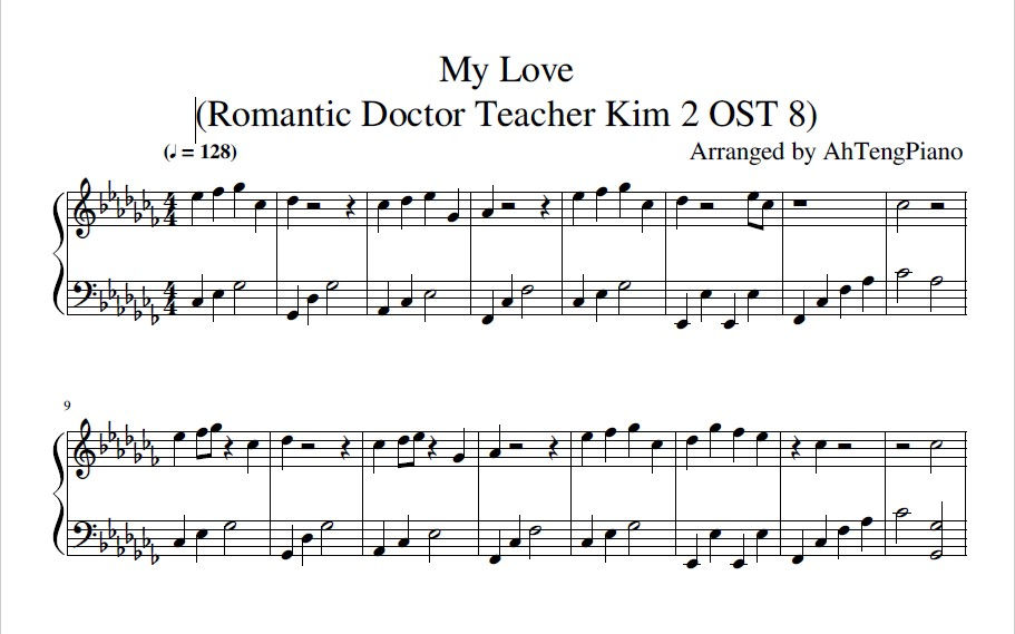 Chung Ha 청하 (Romantic Doctor Teacher Kim 2 OST 8)- My Love (Piano Sheet)