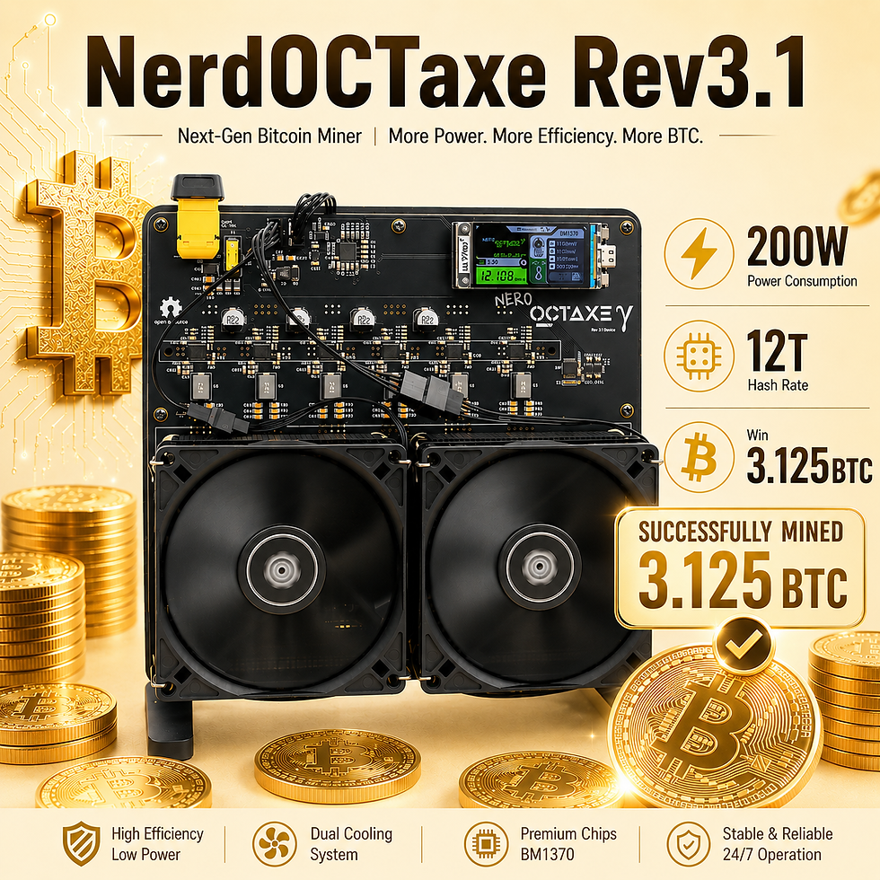 Thumbnail: Brand New Nerdoctaxe Rev3.1 12Th/s 200W Open Source BTC BCH DGB Home Crypto Mine