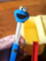 Cookie Monster pezuzah with a Kosher scroll