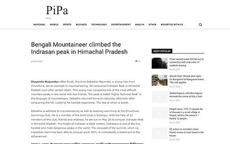Bengali Mountaineer climbed the Indrasan peak in Himachal Pradesh - Google Chrome 7_23_202