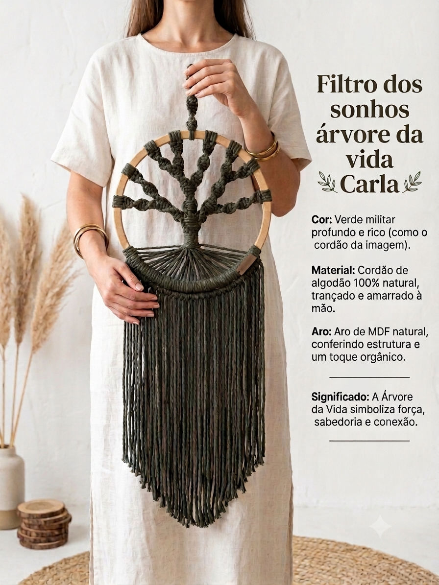 Filtro dos sonhos feito em Macramê árvore da vida