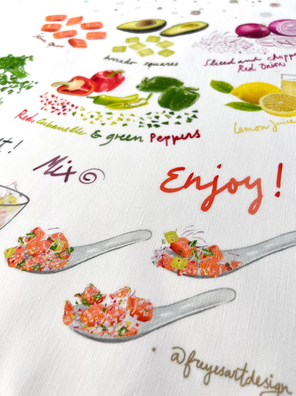Miniatura: Paño de cocina / Colgante de pared  'Salmon Ceviche'