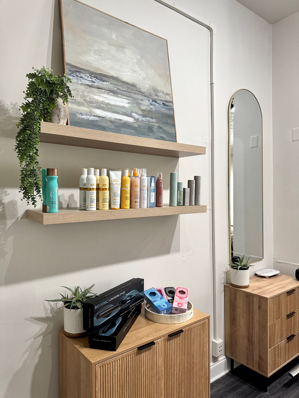 Luxury salon-recommended hair care products for blonde maintenance and extensions including K-tip and weft aftercare at Modish Salon Duluth MN