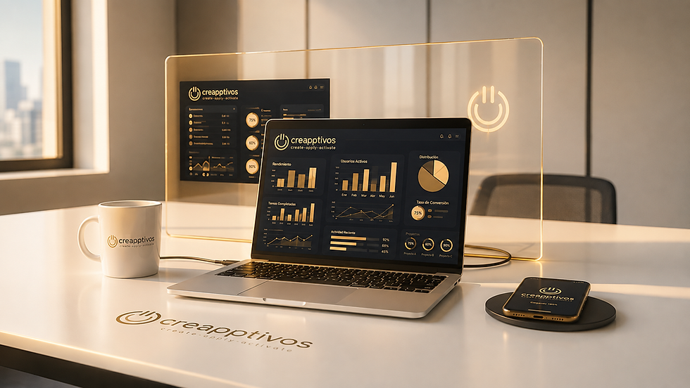 Plano detalle de una persona usando un portátil con gráficos de productividad en pantalla