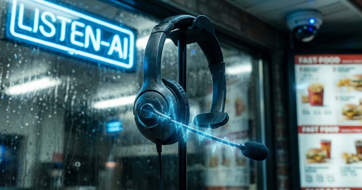 AI monitoring headset with digital waveform overlay