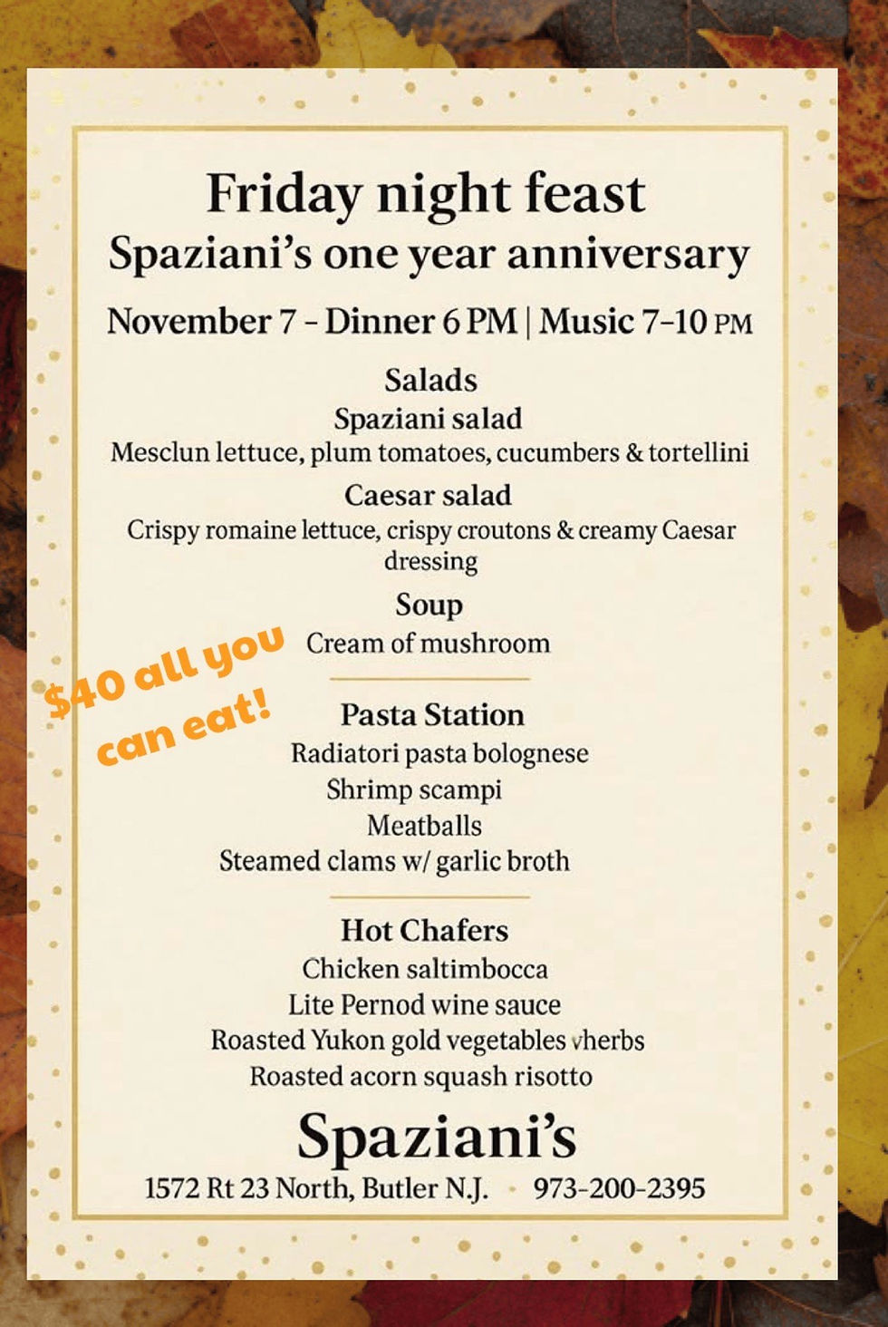 ONE YEAR WITH SPAZIANI'S