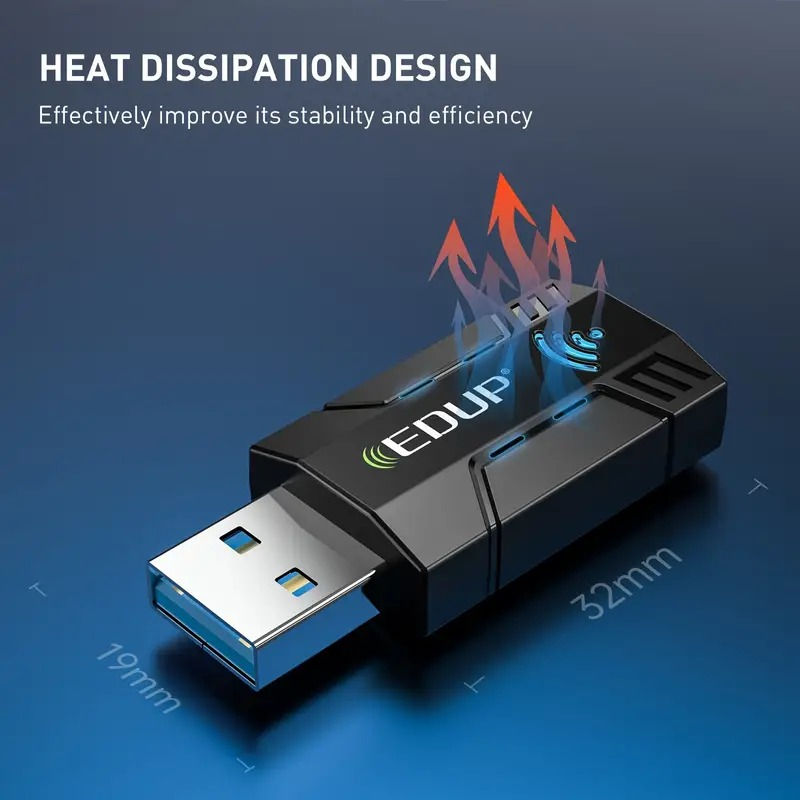Thumbnail: EDUP AC1300Mbps USB WiFi Adapter for PC and Laptop
