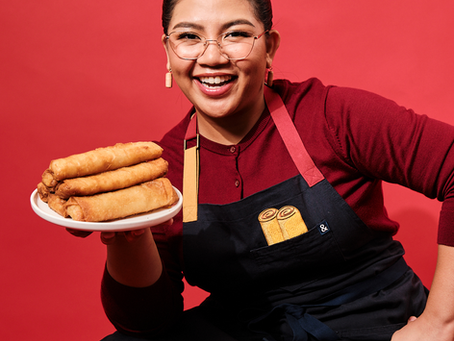 Abi Marquez wearing the Hadley & Bennett apron