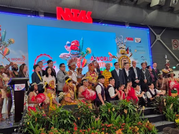 Organizers pose at the NATAS Travel Fair in Singapore