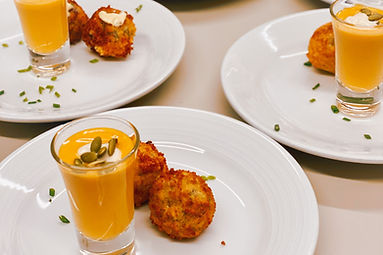 Tropical mousse topped with pepitas