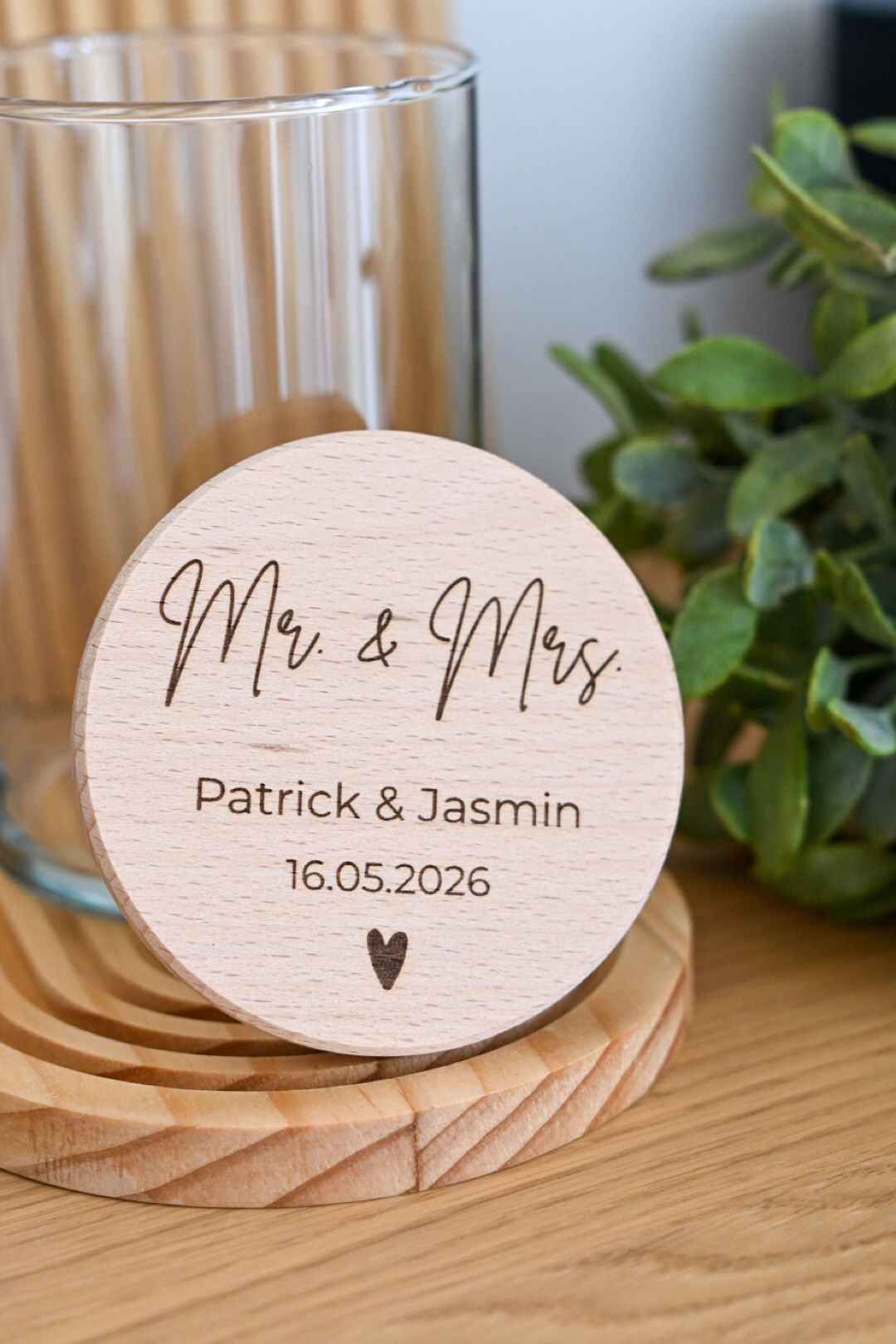 Vorratsglas mit Holzdeckel - Personalisiertes Geschenk zur Hochzeit
