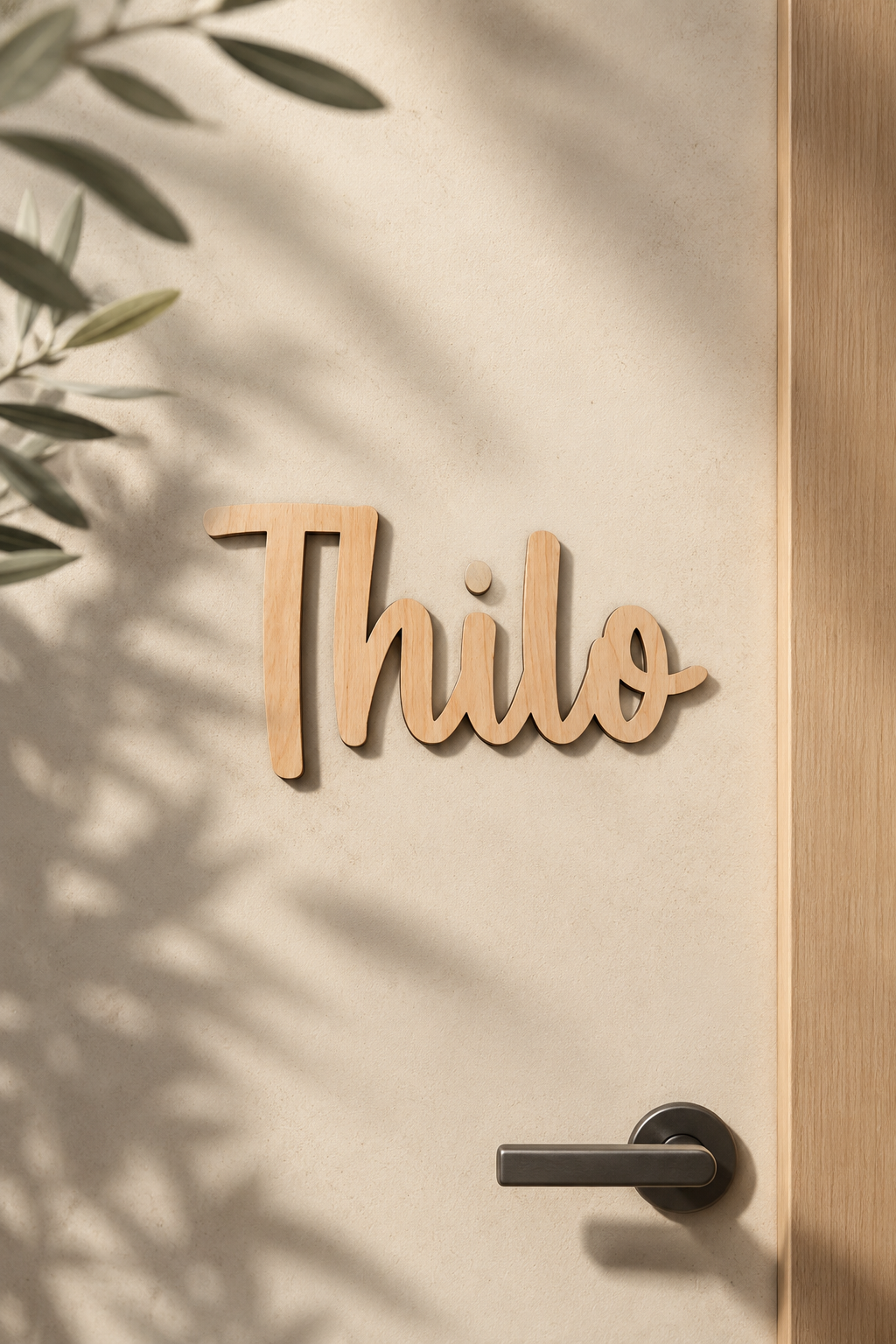 Holzname vor einer Tür