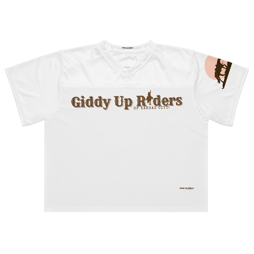 Thumbnail: Giddy up Riders - Boxy football jersey in White or Black