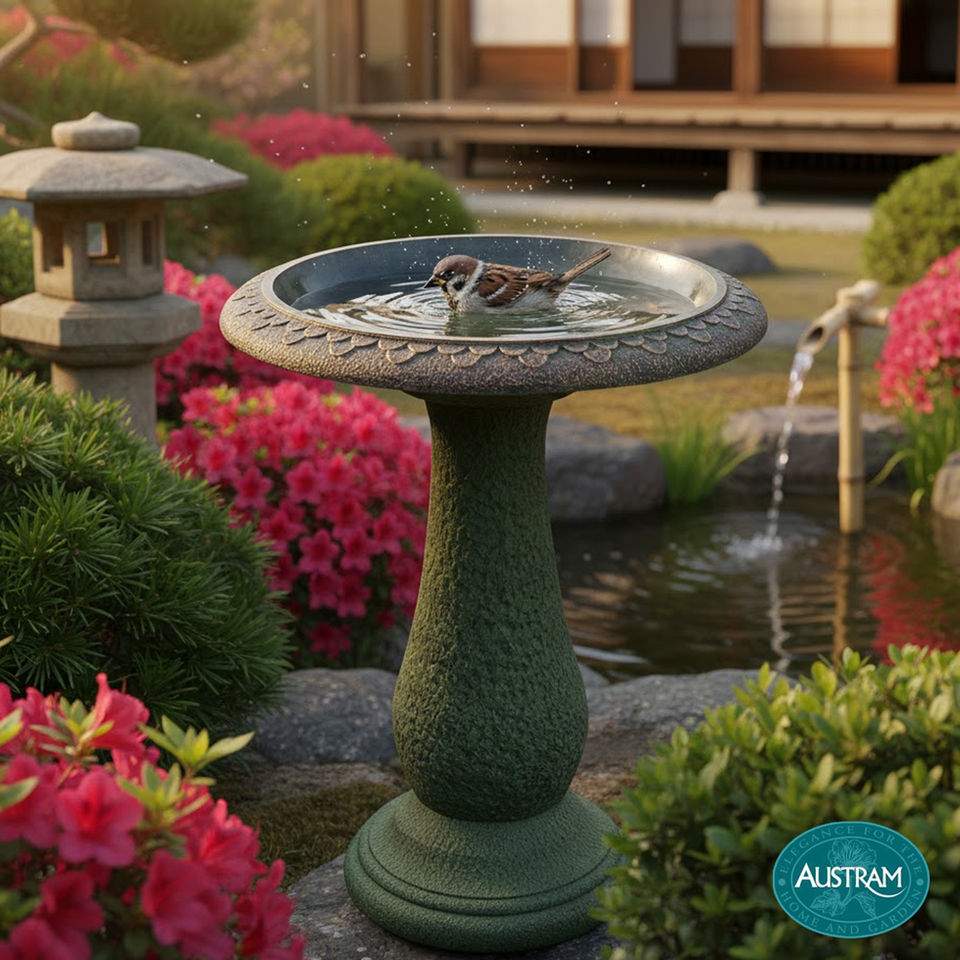 Pedestal Birdbath  with Solar Fountain