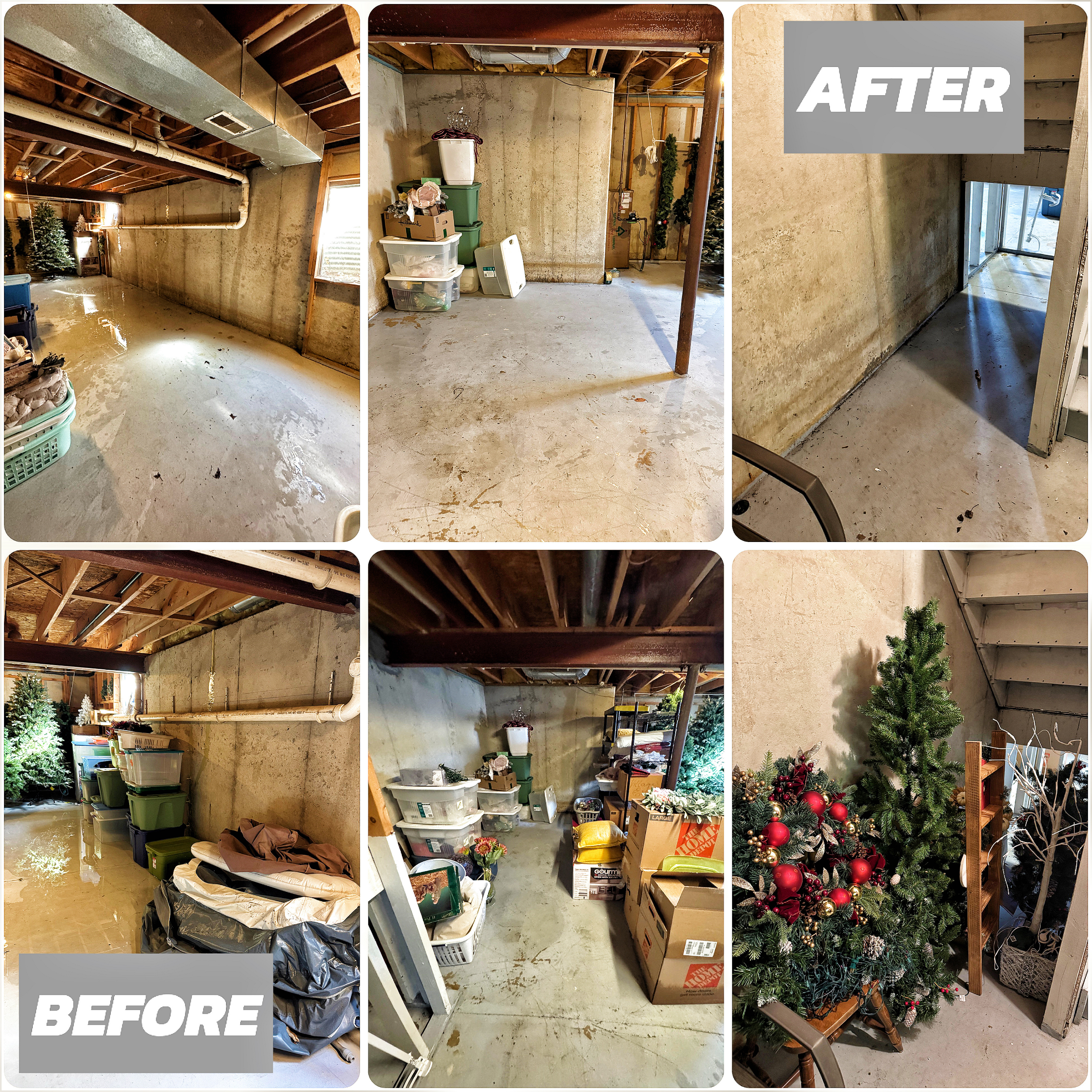 Before and after pictures of a junk removal job in Minooka, IL