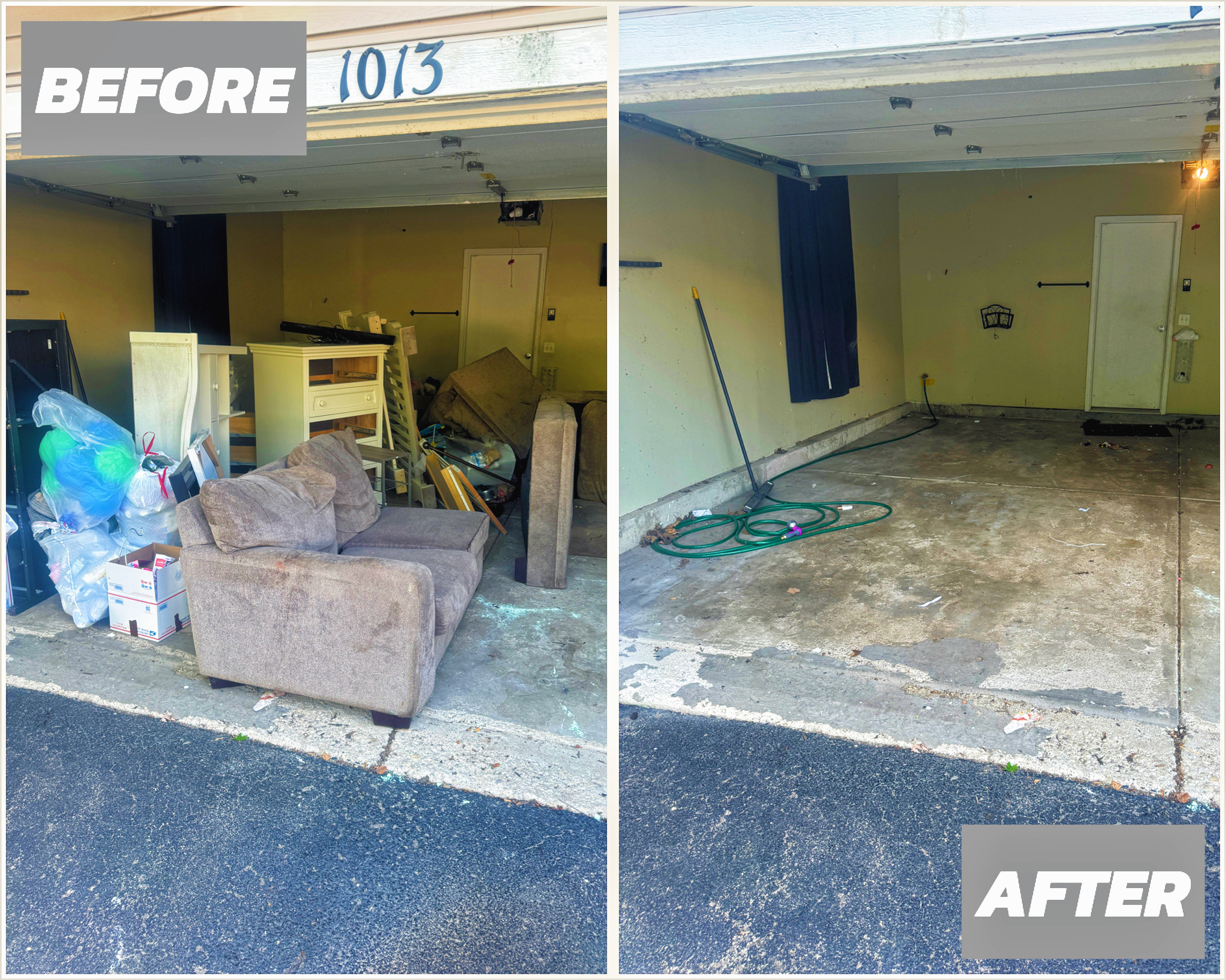 Garage cleanout before and after junk removal