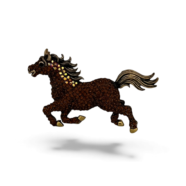 Austrian Crystal Horse Brooch
