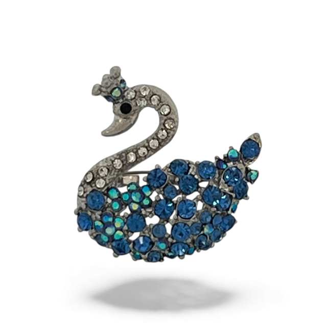 blue crystal swan brooch