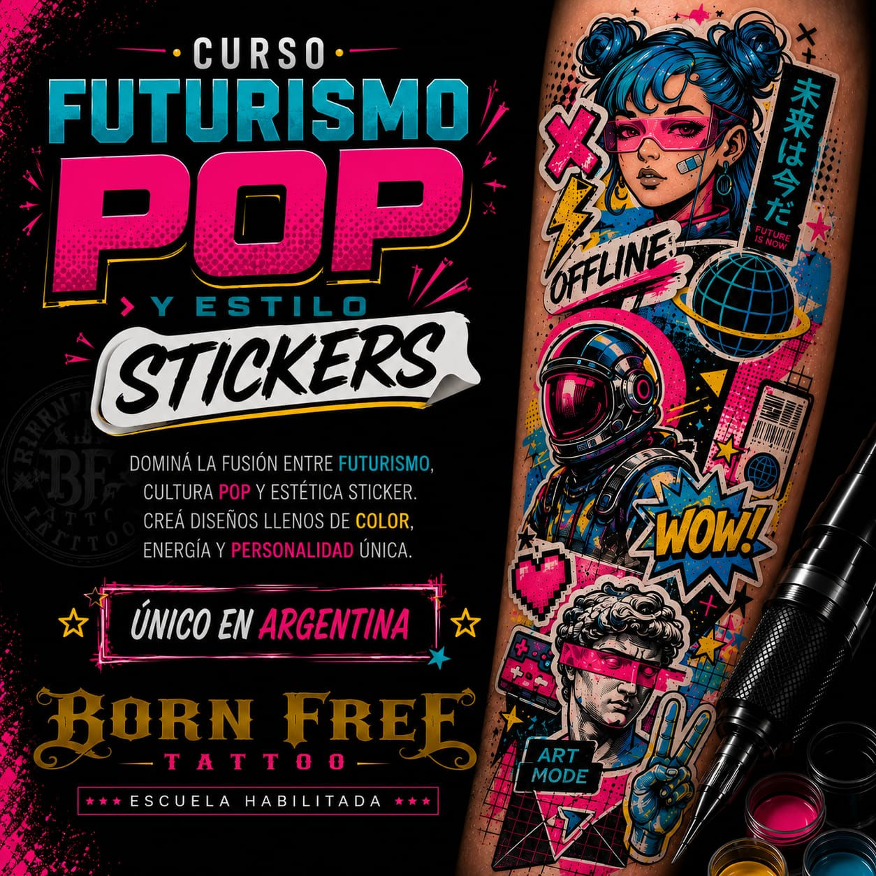 Curso Tattoo Futurismo Pop & Estilo Stickers 🎨⚡